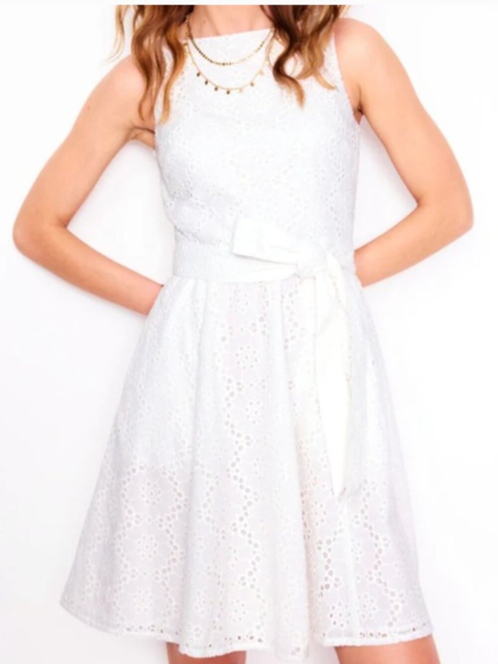 Boden Anya Sleeveless Broderie Dress White 6